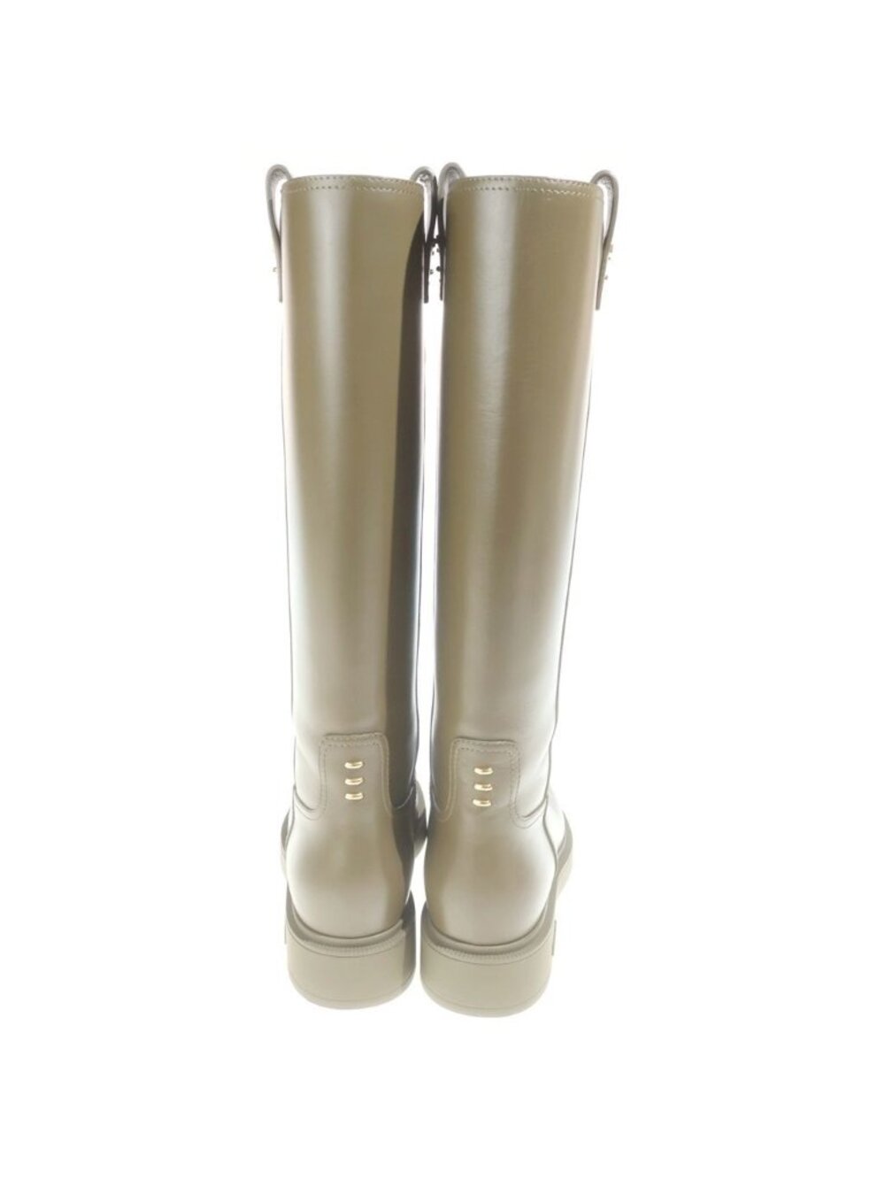 Fendi Filo Leather Long Boots Shoes Khaki View 3